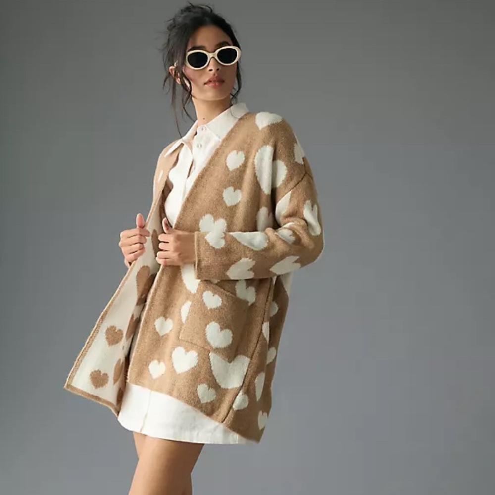 Heart Patterned Tan Sweater